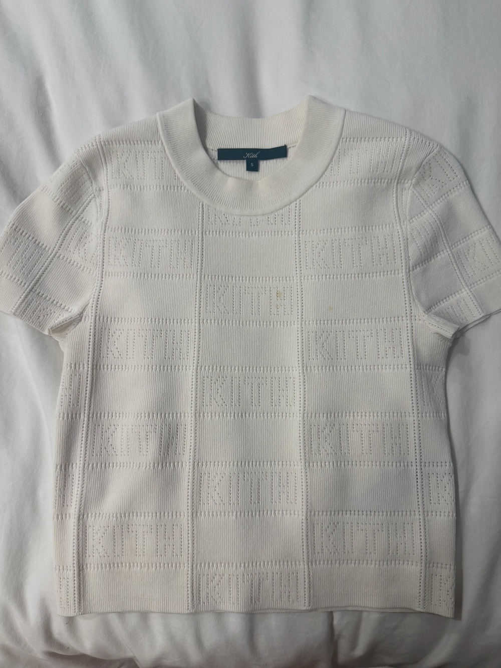 Kith Cream Textured Short Sleeve Knit Top